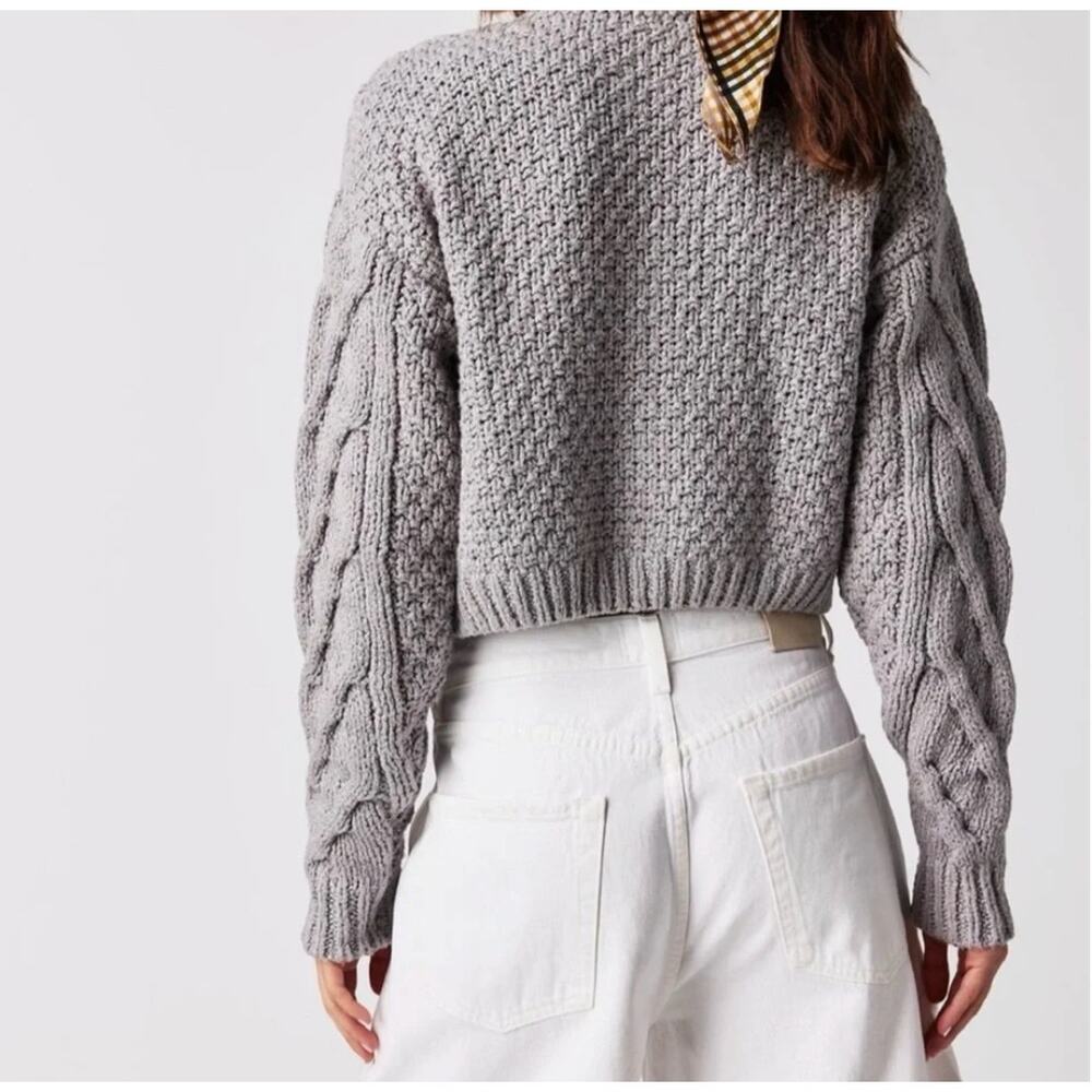 NEW Free People Bonfire Cable Knit Cardi in Stone - Picture 4 of 7